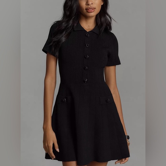 Endless Rose Black Ribbed Button Front Mini Dress | NWT | Sold Out Size Large - Picture 2 of 8